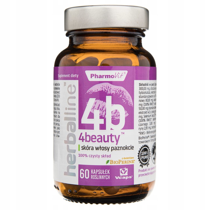 PHARMOVIT Herballine 4beauty (Skóra, Włosy, Paznokcie) 60 Kapsułek roślinnych